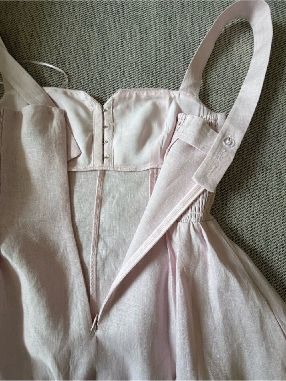 NEW Reformation Roma Midi Linen Dress Cherry Blossom Light Pink | US 0 UK 4 - Picture 12 of 15